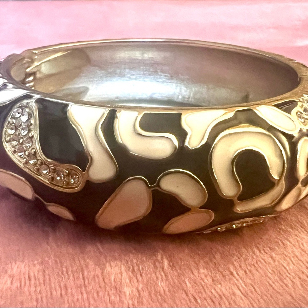 Gold and Black Leopard Bangle Bracelet